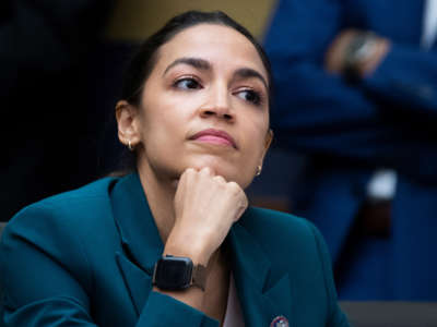 Rep. Alexandria Ocasio-Cortez listens to testimony in Rayburn Building at the U.S. Capitol on July 20, 2021.