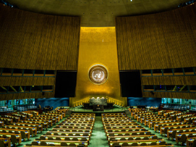 The chamber of the General Assembly at the United Nations.
