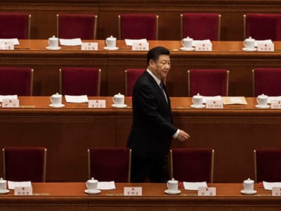 China's President Xi Jinping arrives to a session of the National People's Congress to vote on a constitutional amendment at The Great Hall of The People on March 11, 2018, in Beijing, China.