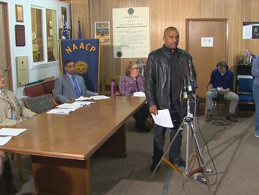 Seattle NAACP President Gerald Hankerson addresses the SBAC press conference. (Photo: KING)