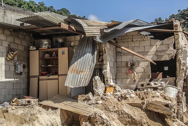 One of the many ruined houses. Approximately 300 families were affected by the flood. (Photo: Juan Haro)