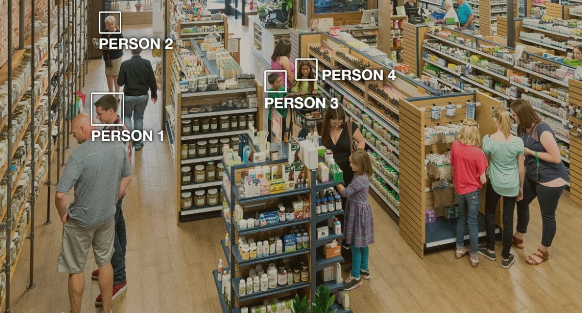An Amazon Rekognition interface records information about the faces of shoppers