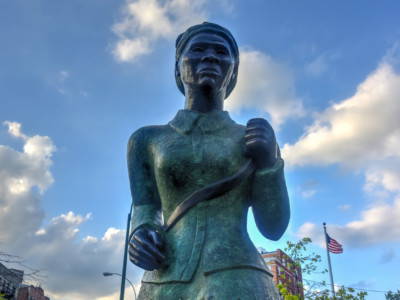 The Harriet Tubman Memorial Statue in Harlem, New York, is an example of public art commissioned by the Percent for Art program.