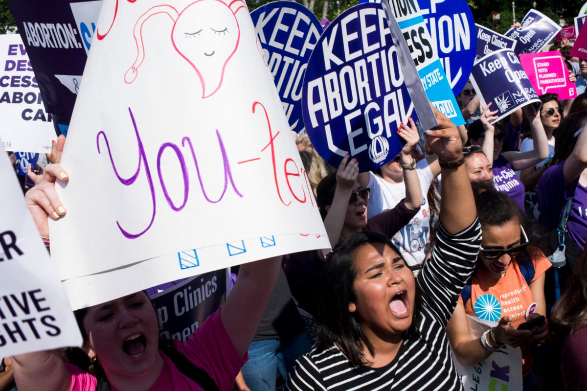 Pro-choice demonstrators rally outside the US Supreme Court on June 27, 2016.