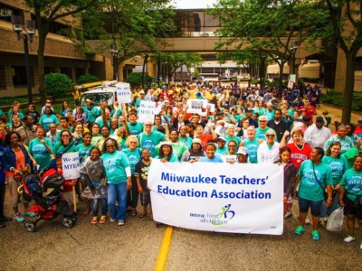 Members of the Milwaukee Teachers' Education Association march on Labor Day 2018.