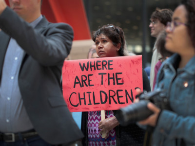 Demonstrators protest the Trump administration policy that enables federal agents to separate undocumented migrant children from their parents at the border on June 5, 2018, in Chicago, Illinois.