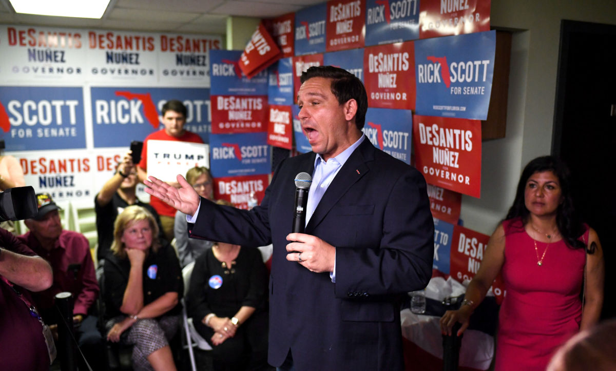Republican gubernatorial candidate Ron DeSantis attends a campaign event at Hillsborough Victory Office on November 2, 2018, in Tampa, Florida.