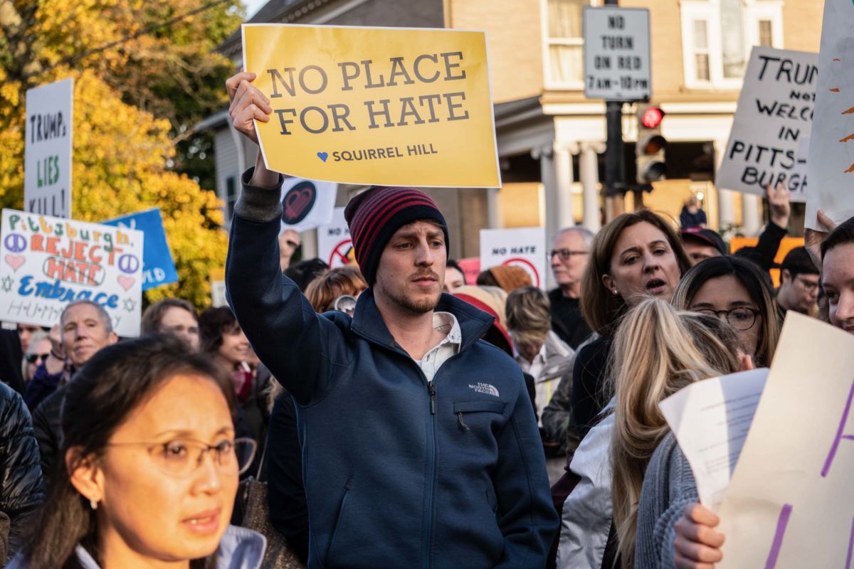 As President Trump arrives to pay his respects to the victims of the Tree of Life synagogue in Pittsburgh, hundreds took to the street marched and protested in solidarity to voice their concerns about Trump's policies and to stand up against hate of all kinds.