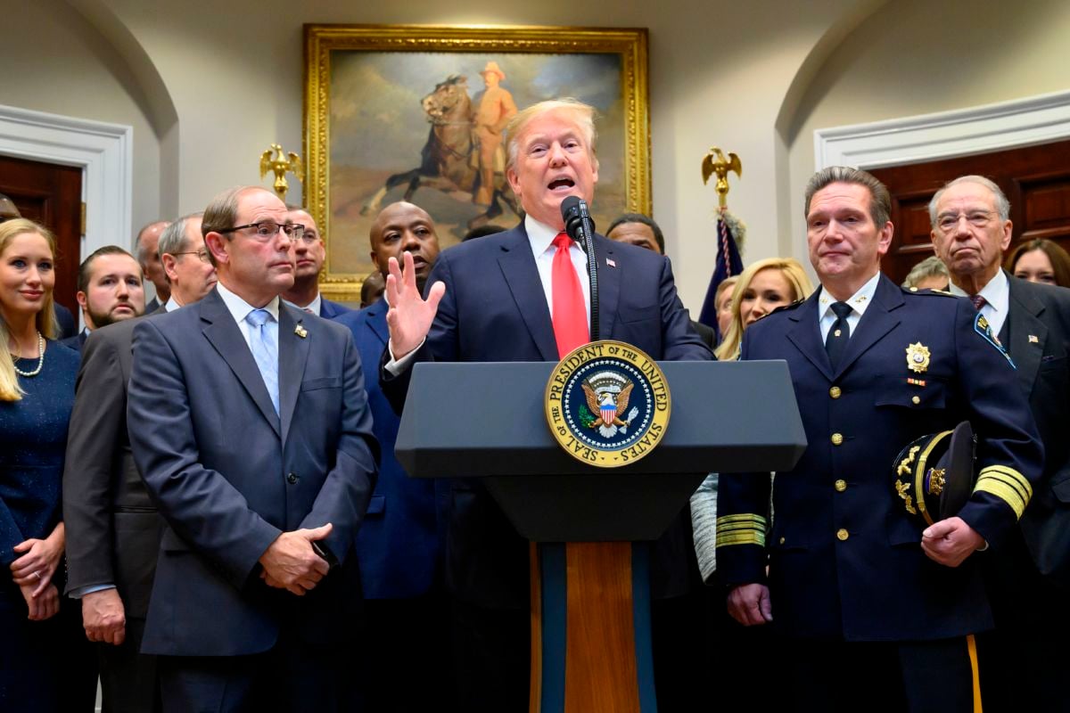 President Trump makes an announcement regarding the "First Step Act" prison reform bill at the White House in Washington, DC, on November 14, 2018.