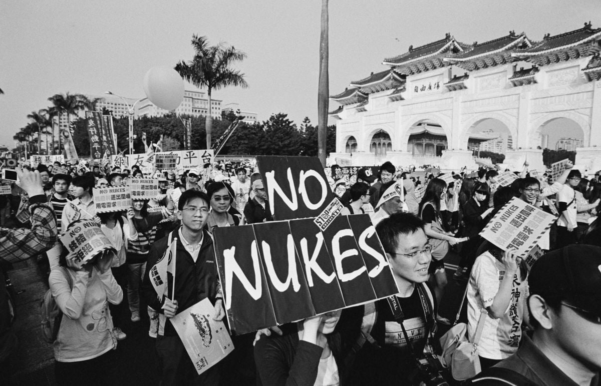 An estimated 100,000 people take part in an anti-nuclear demonstration in Taipei, Taiwan on March 9, 2013.