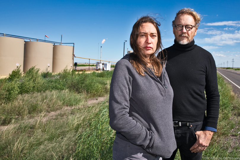 The Glovers at a Primexx fracking site near the Franklins’ house. Lori and the Franklins have filed environmental complaints against this site.