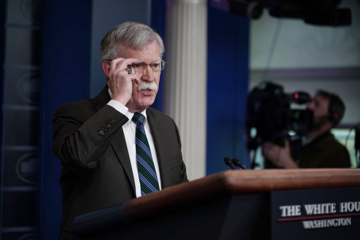 National Security Adviser John Bolton speaks during a news briefing at the James Brady Press Briefing Room of the White House, November 27, 2018, in Washington, DC.