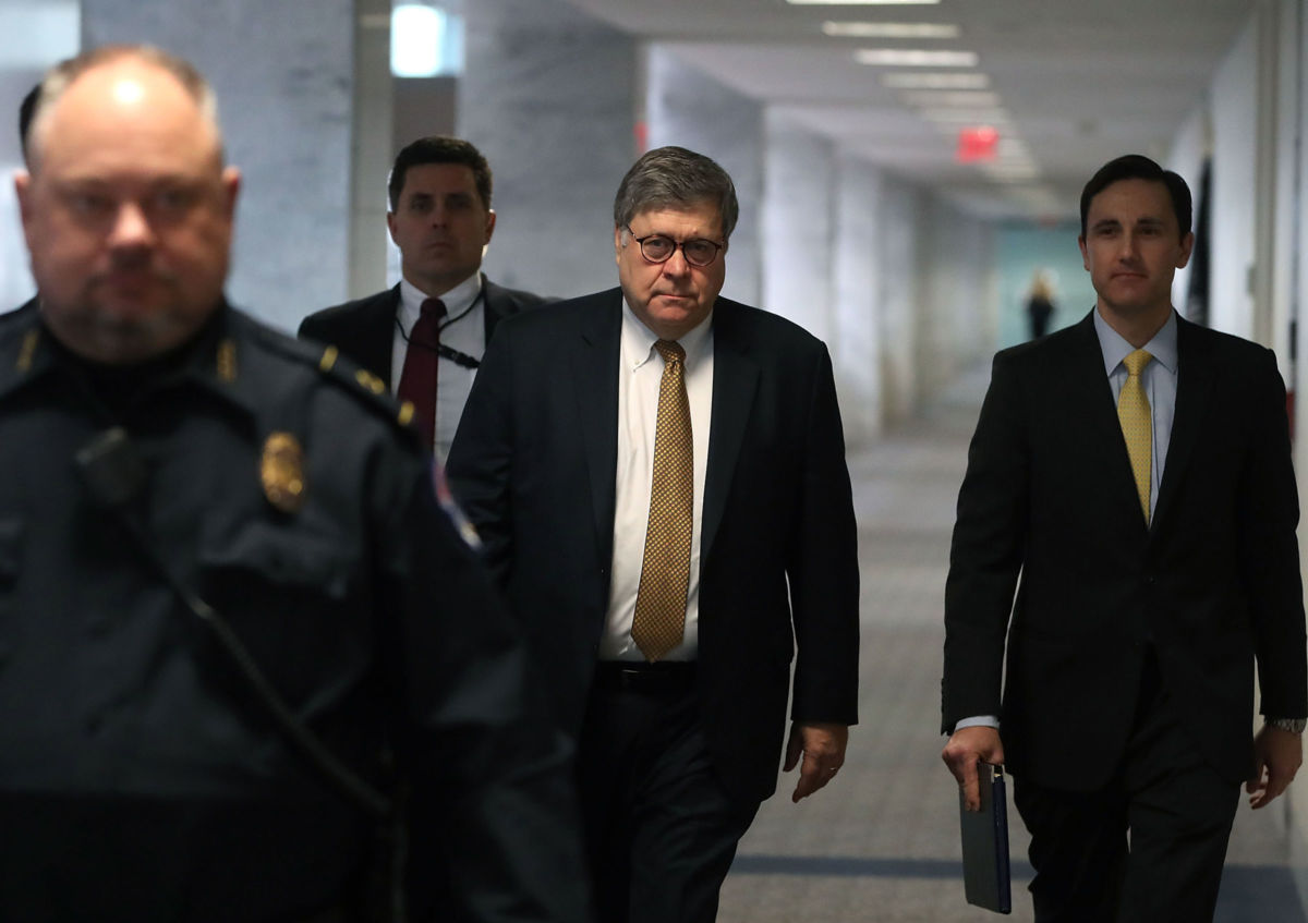 Attorney General nominee William Barr arrives on Capitol Hill on January 29, 2019, in Washington, DC.