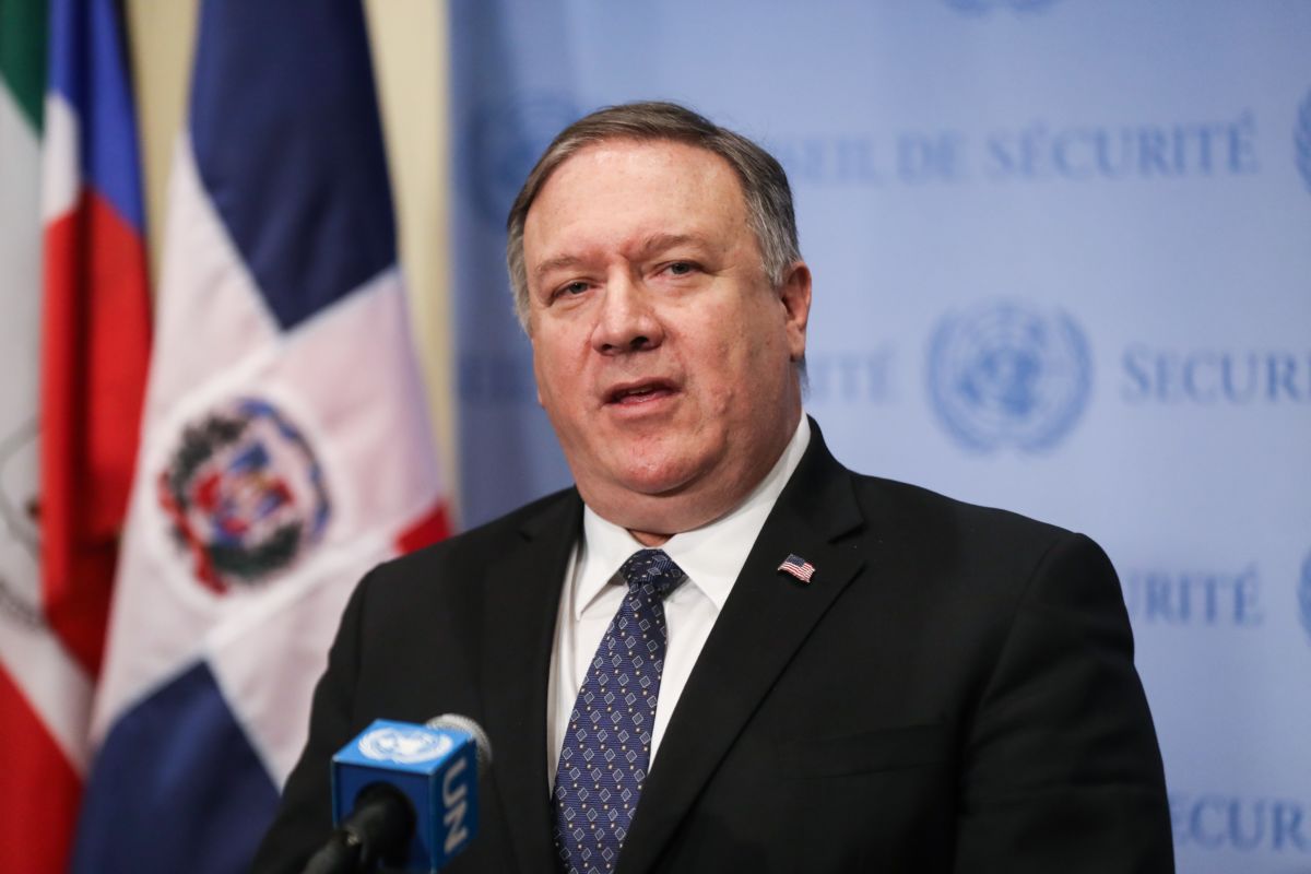 US Secretary of State Mike Pompeo addresses the media following a Security Council meeting on the situation in Venezuela at the United Nations headquarters in New York, on January 26, 2019.