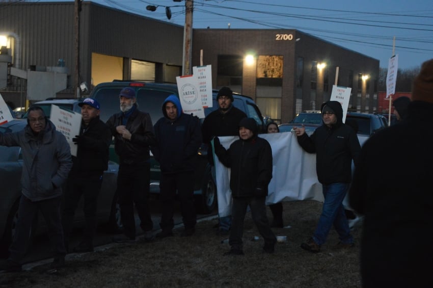 Headly Manufacturing workers picketing during a strike outside of Chicago.