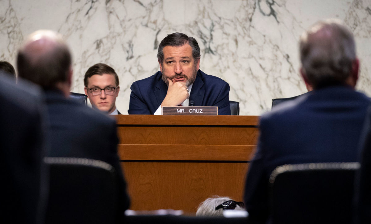 Sen. Ted Cruz (R-Texas) listens during a Senate Commerce Subcommittee