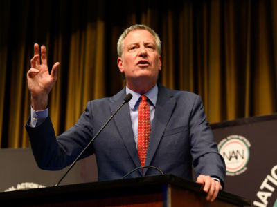 New York City Mayor Bill de Blasio at the National Action Network Convention in New York City on April 3, 2019.