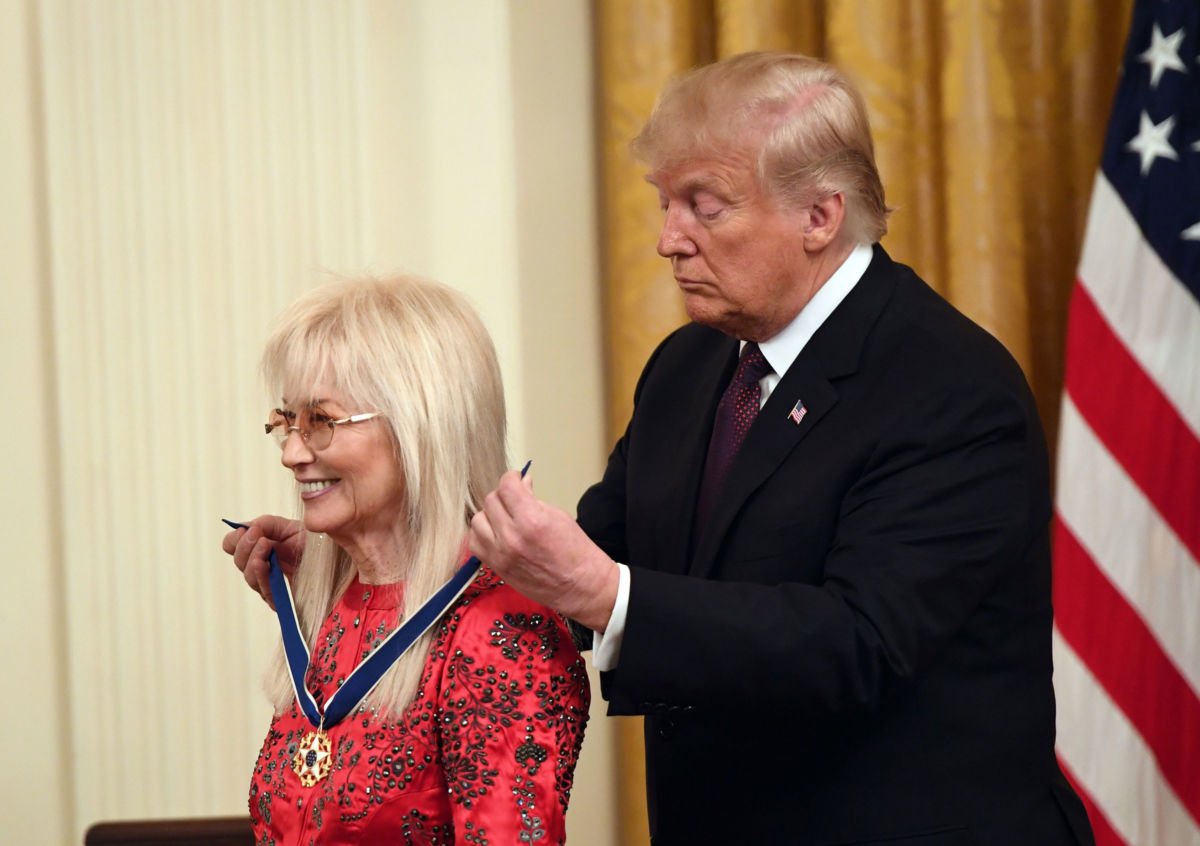 President Trump awards the Presidential Medal of Freedom to megadonor Miriam Adelson at the White House in Washington, D.C., on November 16, 2018. Adelson and her husband gave over $20 million to the president’s campaign.