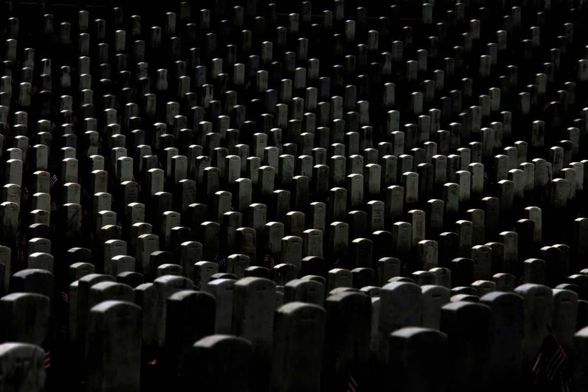 Tombstones are seen across Arlington National Cemetery Section 33 ahead of Memorial Day on May 26, 2019, in Arlington, Virginia.