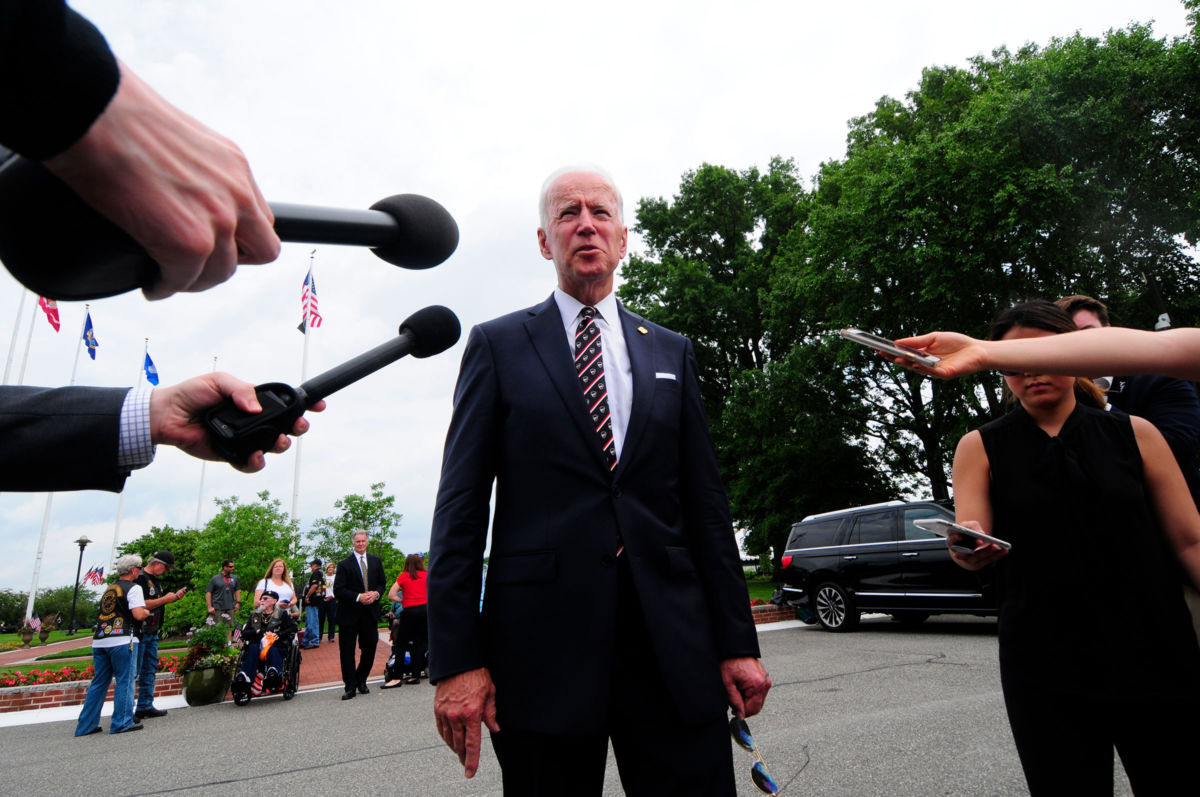 Former Vice President Joe Biden attends the Delaware Memorial Day Ceremony in New Castle, Delaware, on May 30, 2019.