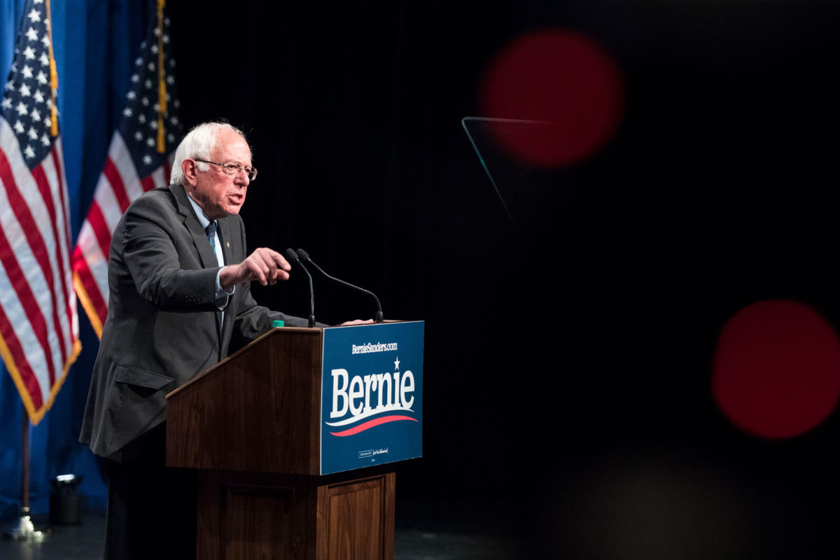 Sen. Bernie Sanders delivers remarks at a campaign function at George Washington University