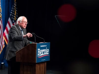 Sen. Bernie Sanders delivers remarks at a campaign function at George Washington University