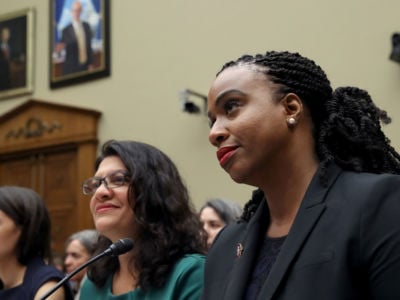 Reps. Alexandria Ocasio-Cortez, Rashida Tlaib and Ayanna S. Pressley attend a House Oversight and Reform Committee hearing on the Trump administration's child separation policy, on July 12, 2019, in Washington, D.C.