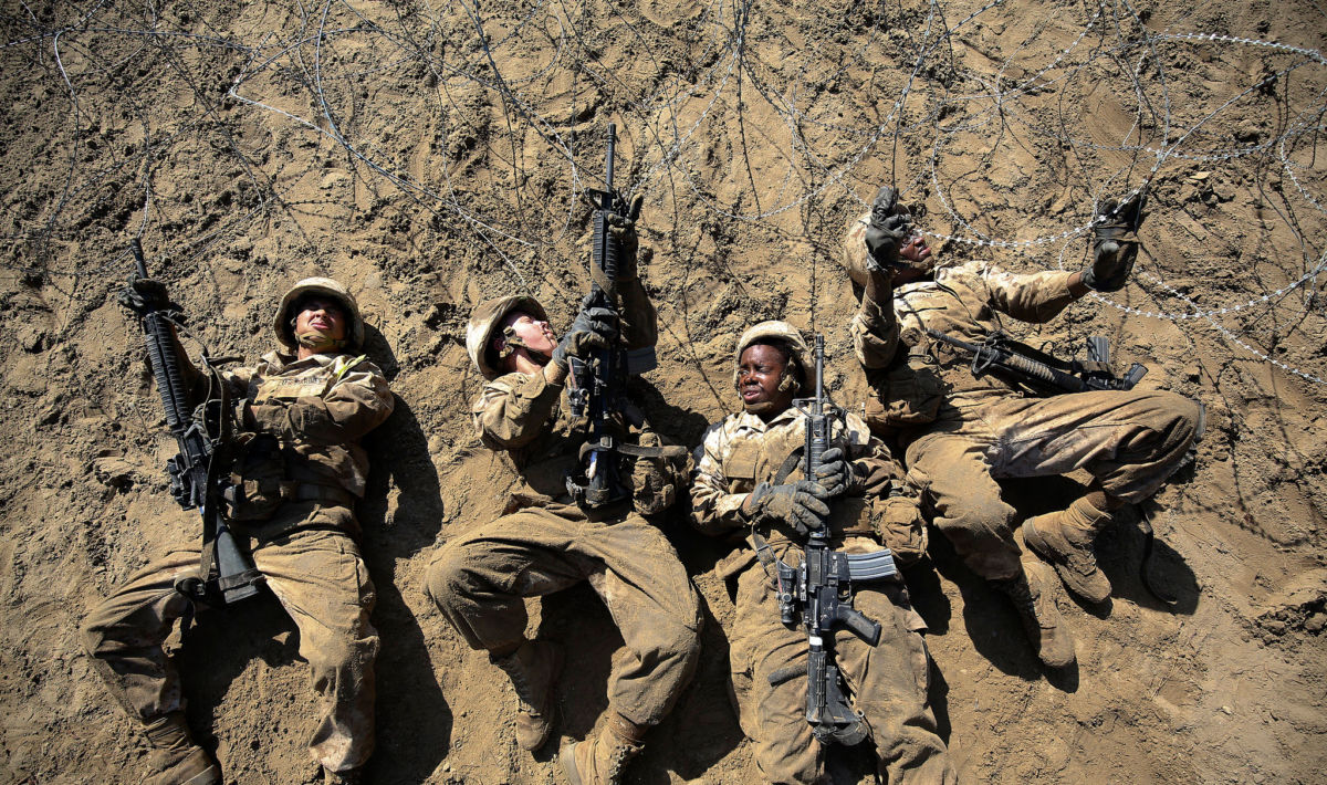 U.S. Marine Corps recruits complete obstacles during the Crucible at Marine Corps Recruit Depot, Parris Island, February 21, 2019.