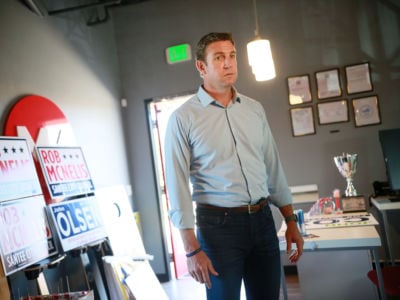 Rep. Duncan Hunter stands in a campaign office
