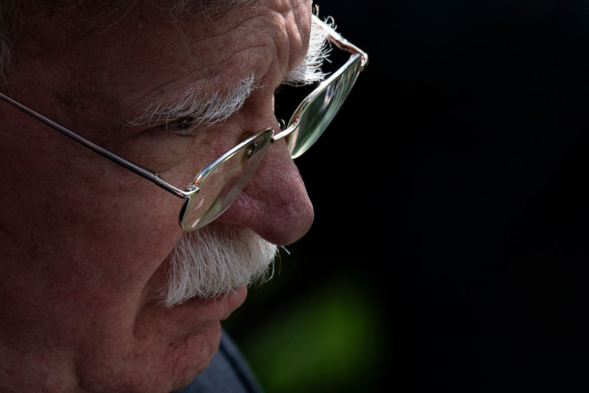 A closeup of John Bolton's face