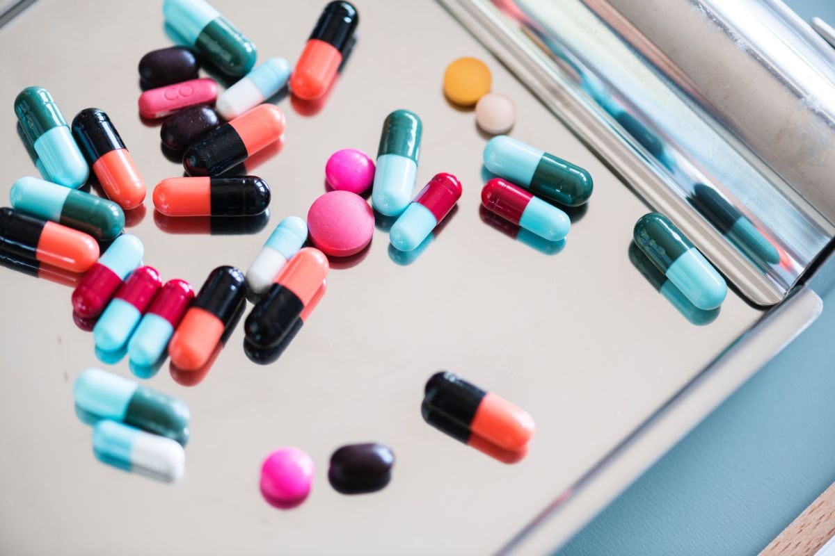 a stock image of multi colored pills.