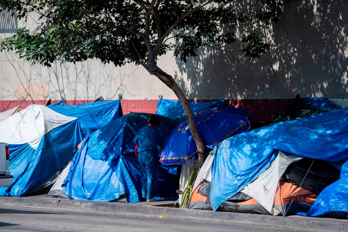 Tents line the street in Skid Row in Los Angeles, California, on September 17, 2019.