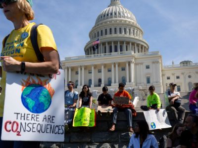 Students and activists gather and march near the U.S. Capitol during the Global Climate Strike in Washington, D.C., on September 20, 2019.