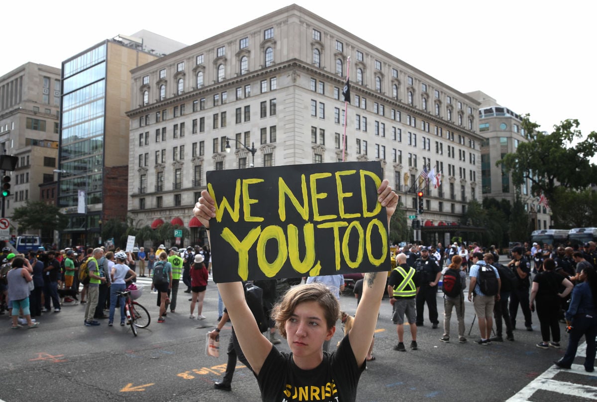 Protesters advocating for new policies to combat global climate change shut down an intersection in Washington, D.C., on September 23, 2019.