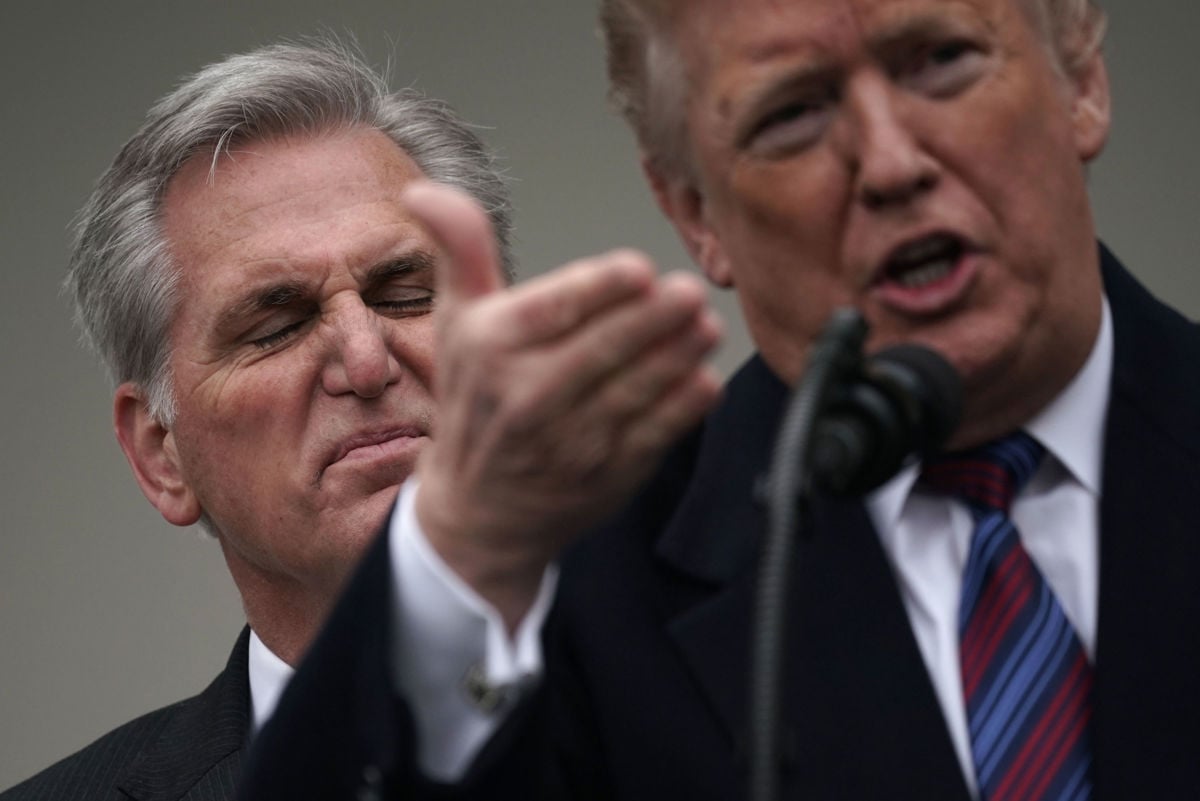 President Trump speaks, joined by Rep. Kevin McCarthy in the Rose Garden of the White House on January 4, 2019, in Washington, D.C.