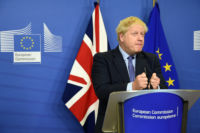Boris Johnson speaks at a press conference to the European Commission
