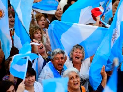 Supporters of Argentina's President and presidential candidate of Juntos por el Cambio party Mauricio Macri, attend his closing campaign rally in Cordoba, on October 24, 2019. Macri will seek a second term on next October 27 presidential election.