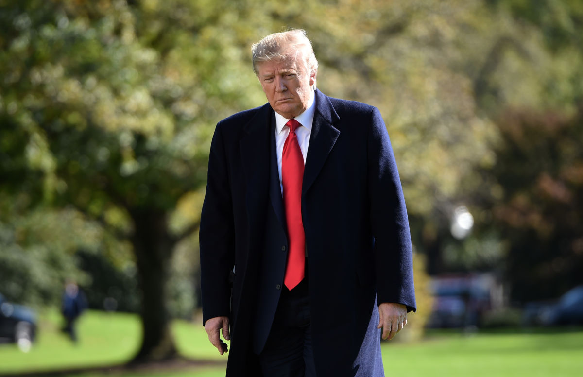 Donald Trump walks through the white house lawn