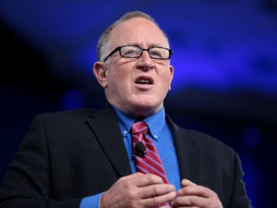 Trevor Loudon speaks at the 2017 Conservative Political Action Conference in National Harbor, Maryland.