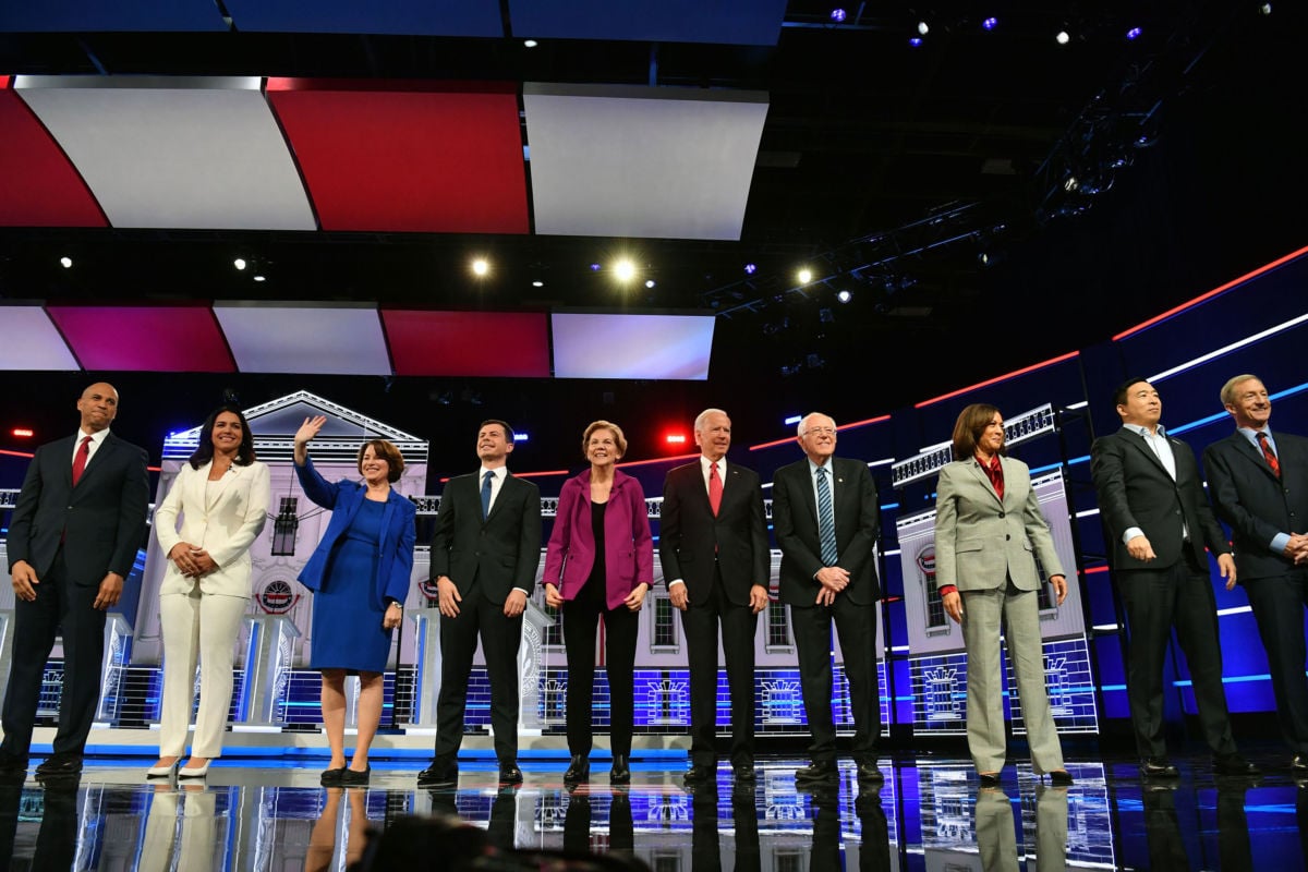 Democratic presidential hopefuls participate in the fifth Democratic primary debate of the 2020 presidential campaign season at Tyler Perry Studios in Atlanta, Georgia, on November 20, 2019.