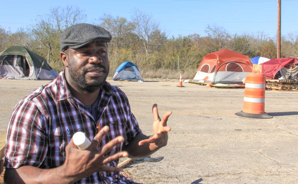 Bernell Gardner has been a resident of "Abbottville," a state-sanctioned homeless encampment in Austin, Texas, for about a month.