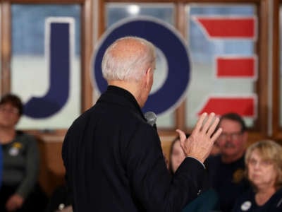 Former Vice President Joe Biden speaks during a campaign stop at Tipton High School on December 28, 2019 in Tipton, Iowa.