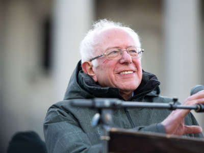 Sen. Bernie Sanders addresses the crowd at the Dome March and Rally on January 20, 2020, in Columbia, South Carolina.