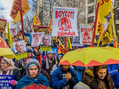Dozens of farm workers with Coalition of Immokalee Workers, students, faith and community leaders from around the country, concluded a five-day fast in front of the hedge fund offices of Nelson Peltz, the Board Chairman and largest shareholder of the fast food giant, Wendy's, to demand Wendy's join Fair Food Program and help end sexual violence in the fields.