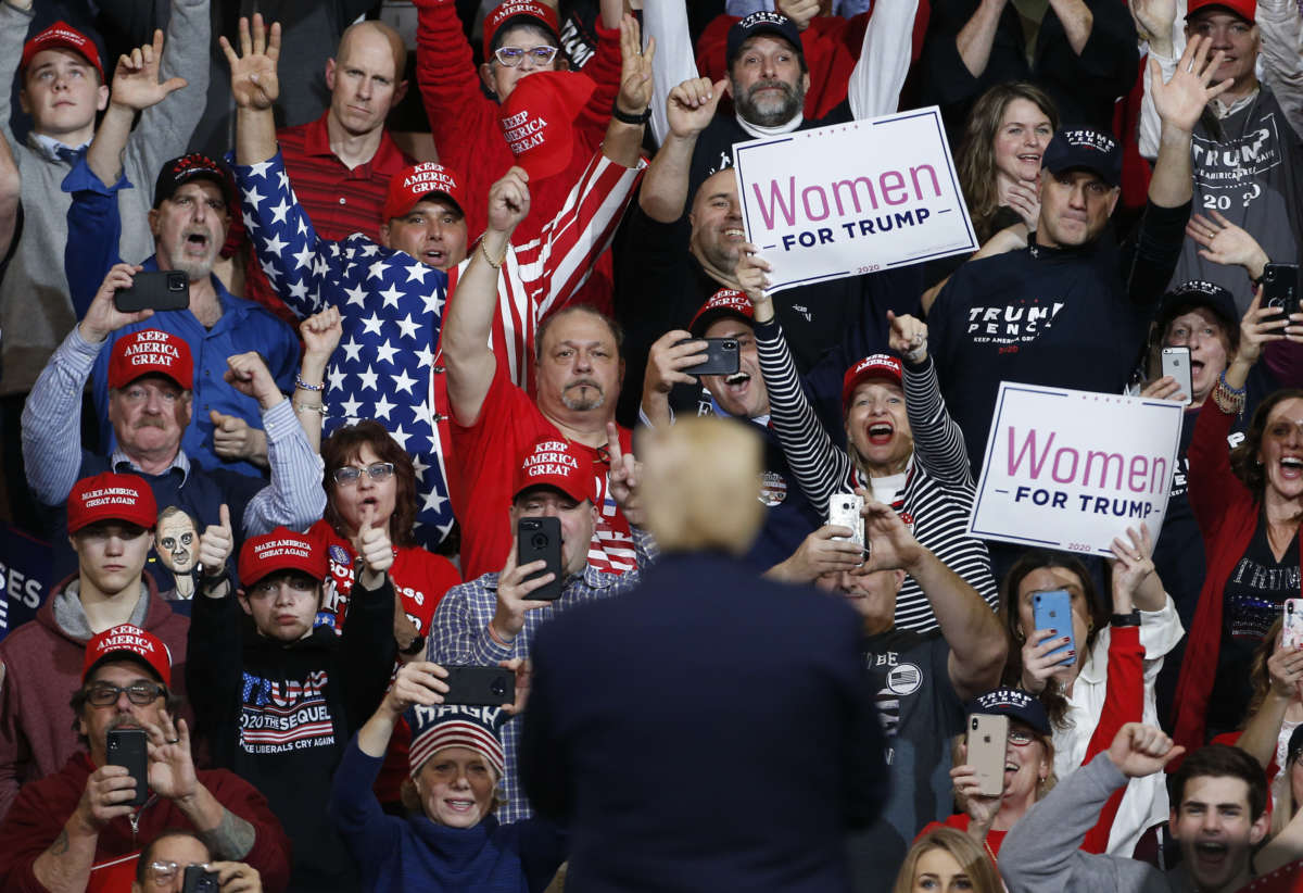 Trump supporters cheer during a rally