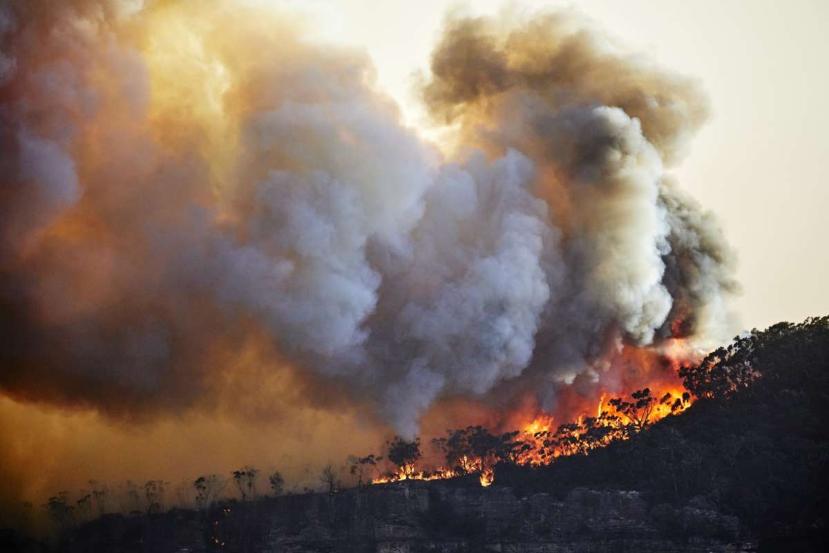 Fires fueled by climate change rage out of control on Narrow Neck Plateau in Australia.