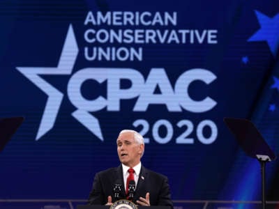 U.S. Vice President Mike Pence speaks during the annual Conservative Political Action Conference (CPAC) at Gaylord National Resort and Convention Center on February 27, 2020, in National Harbor, Maryland.