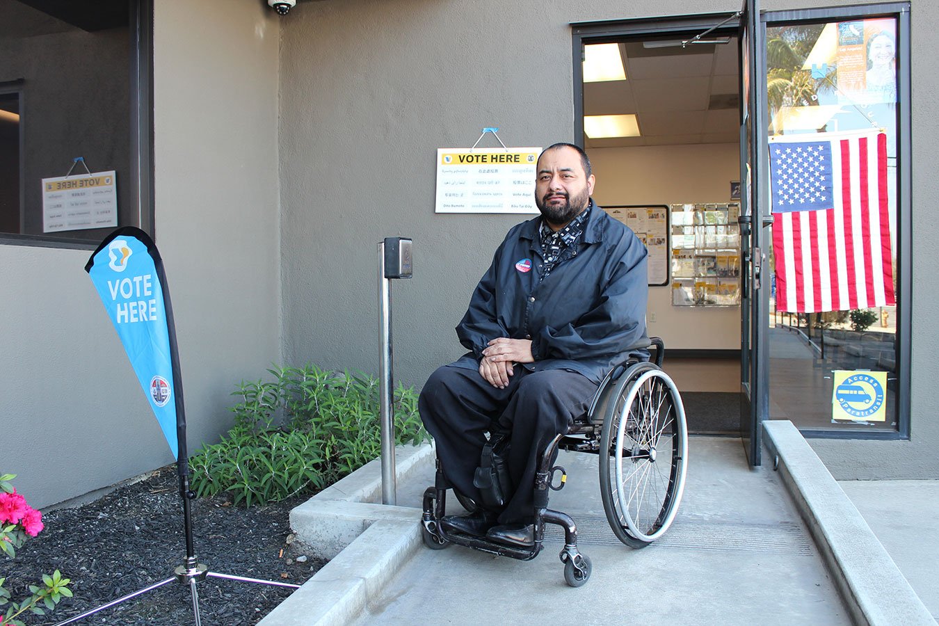 Richard Hernandez used the new voting machines at the Disabled Resources Center in Long Beach, where he works as an advocate. He said the machines were user-friendly and accommodated his wheelchair.
