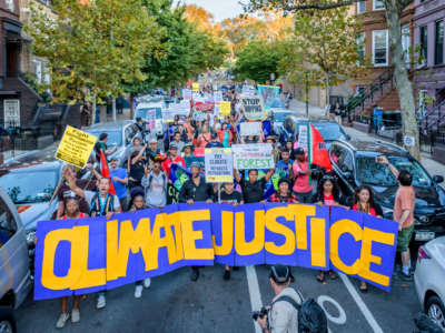 People march as part of the global strike day organized by Earth Strike on September 27, 2019, in Brooklyn, New York.
