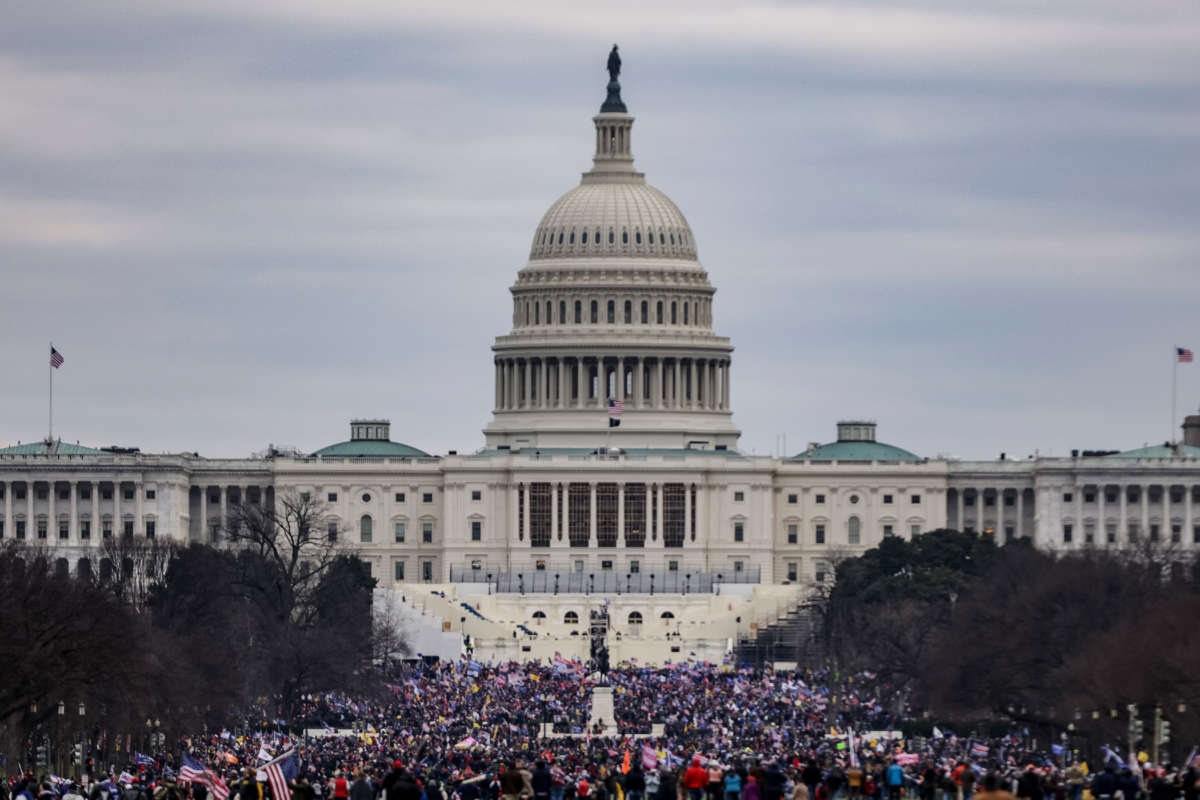 Supporters of President Trump surround the U.S. Capitol following a rally on January 6, 2021, in Washington, D.C.
